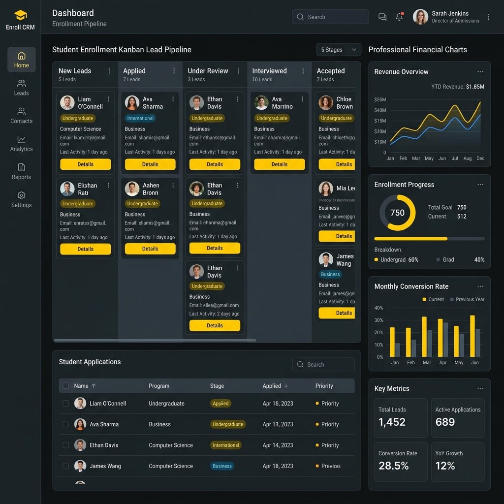 Study First Info CRM Dashboard Interface